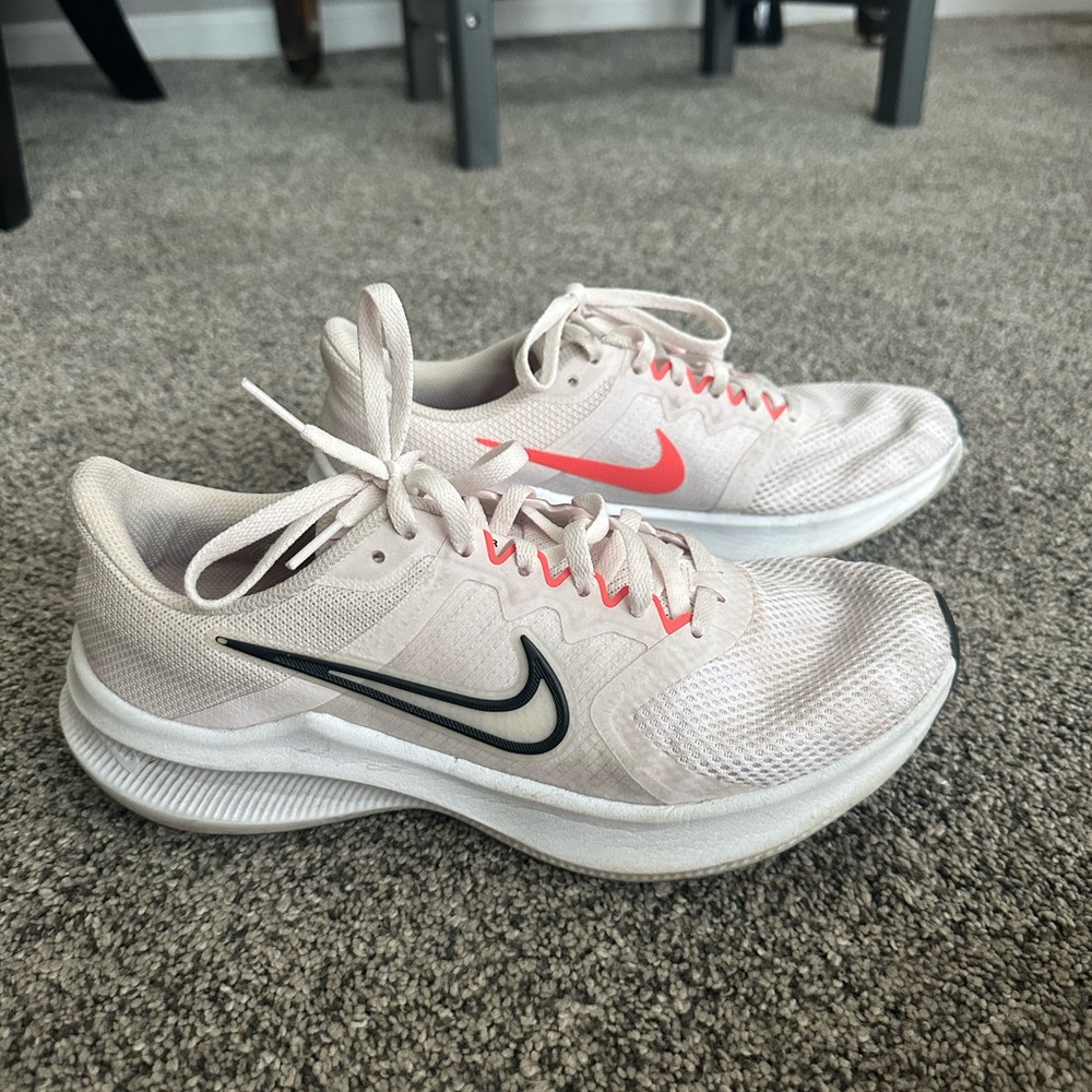 Nike White and Pink Sneakers Breathable Comfort
